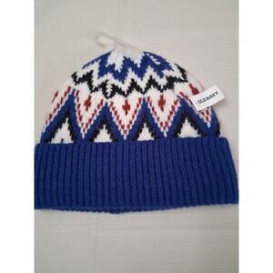Old Navy Knit Hat Beanie Adult One Size Blue Red Multicolor Ski Snow Winter NWT